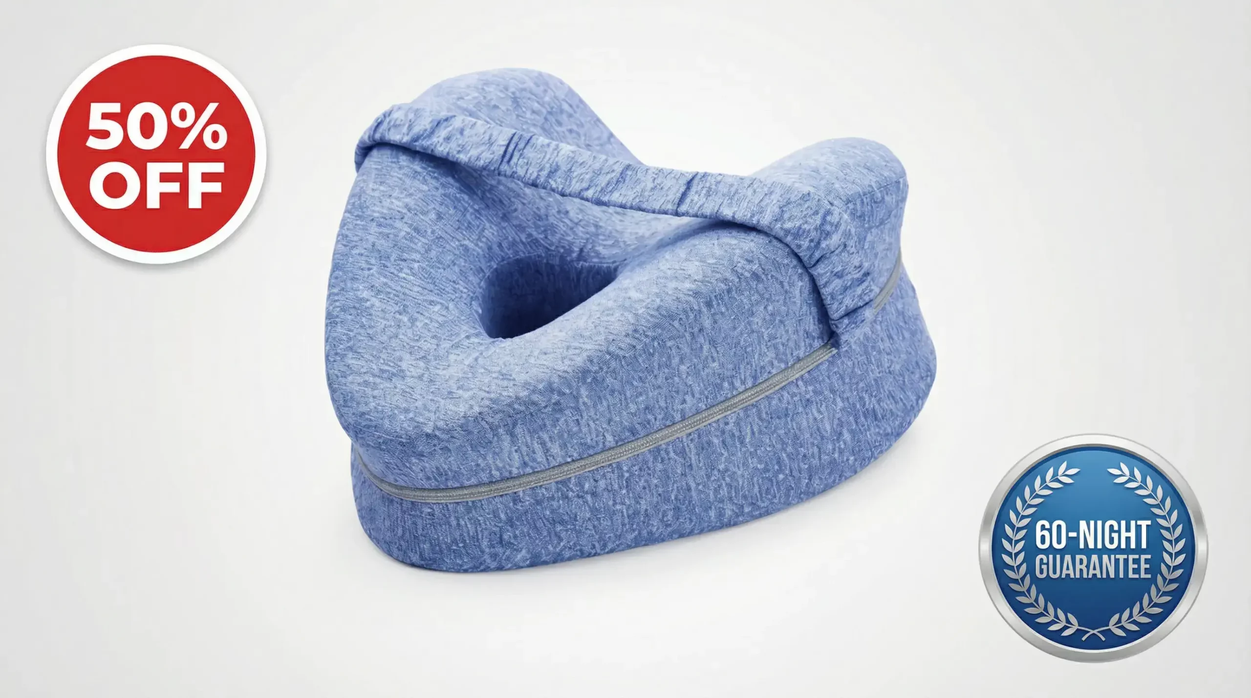 The Sciatica Pillow with a 50% off badge